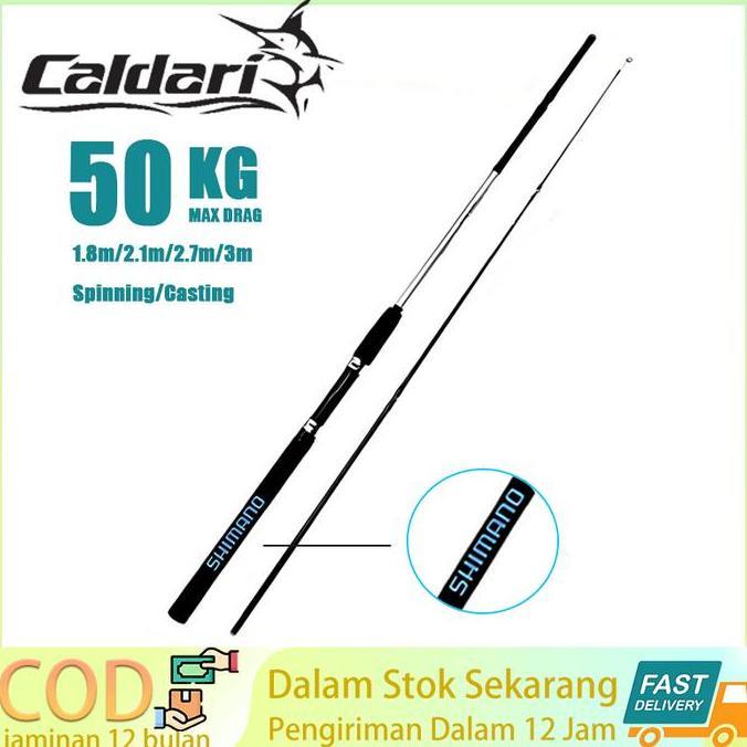 Joran Pancing MH Power Carbon | Rod Spinning/Casting Jigging 50KG Drag | Tahan Karat, Bendera Antika