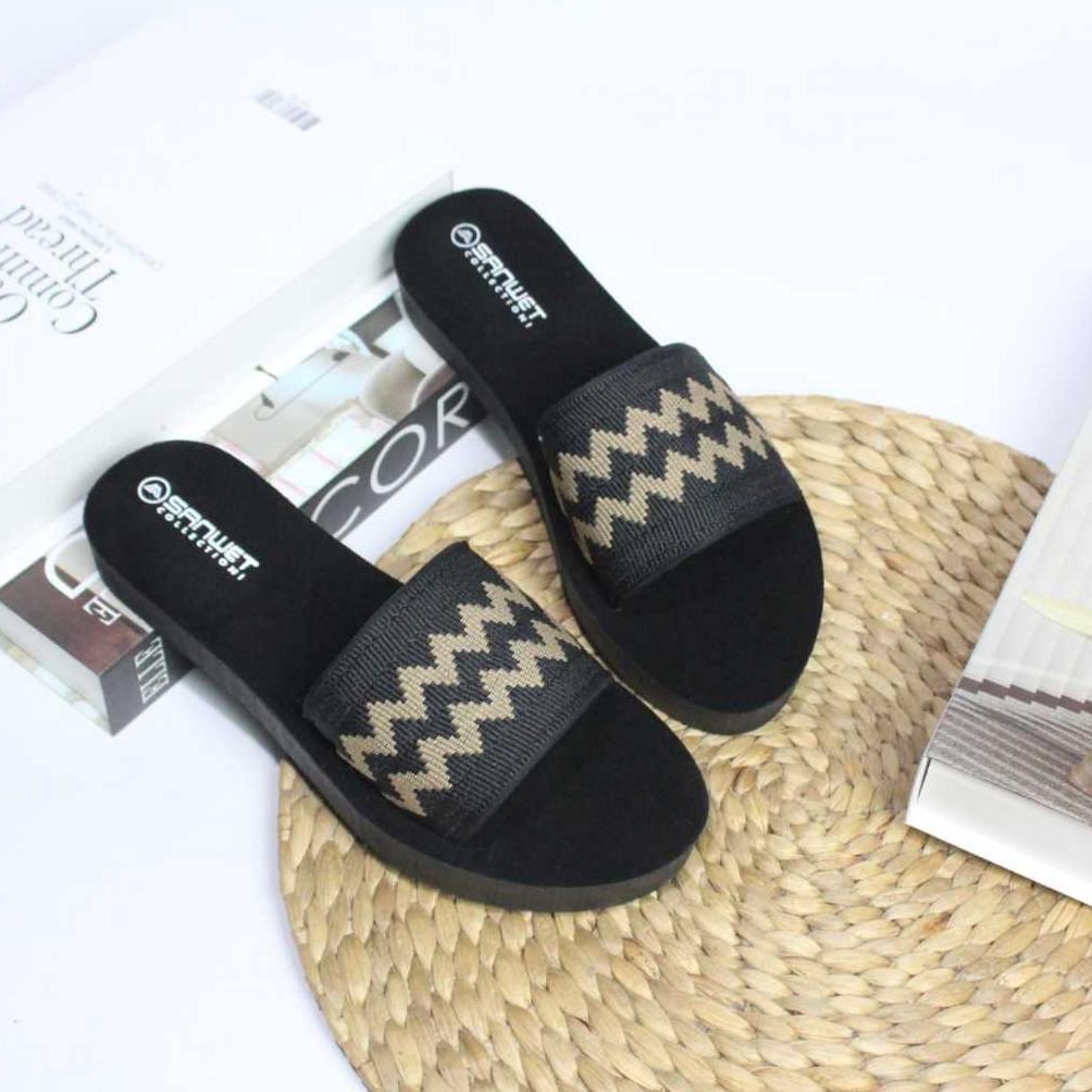 Grade Ori Sandal Flat Wanita Dewasa Selop Rajut Turki Motif Nahawan Terbaru