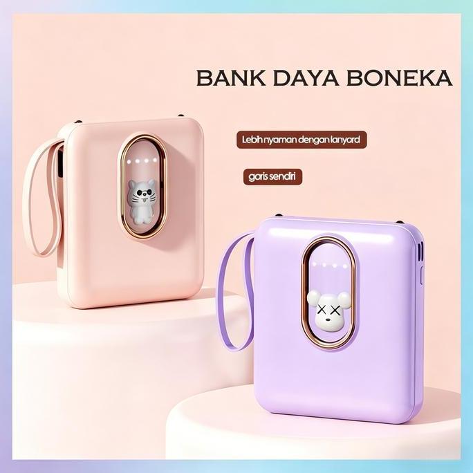 PowerBank Mini 20000mAh Ultimate Backup Battery Cute Kaws Good Quality with 4 Charging Cable Fast Ch