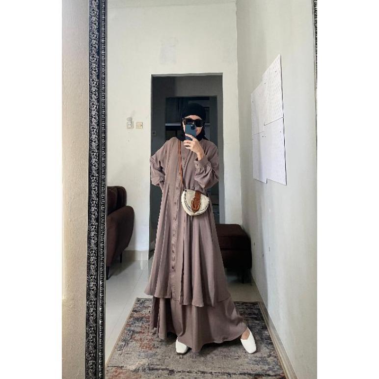 New Selma Set Rok || Setelan Long Tunik & Rok Mayung