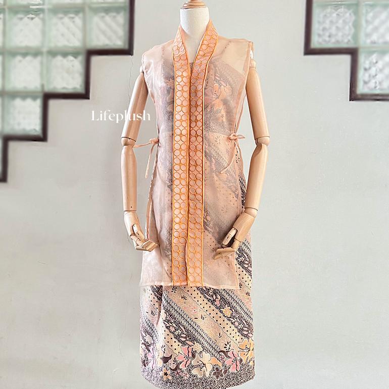 Promo !!! Dress Batik Modern Organza Bordir Mewah Wanita Pesta Kondangan Cantik- B1025 Tulip