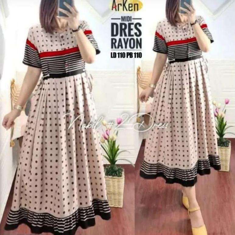 Promo Daster Chibi Arken Midi Dress Rayon Busui Adem