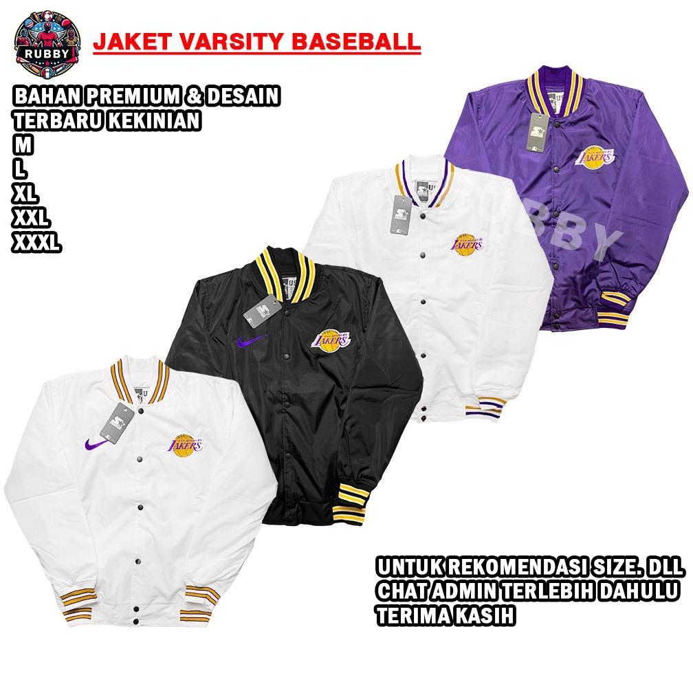 FAST DELIVERY RUBBY JACKET  BOMBER VARSITY BASEBALL BORDIR  CASUAL VINTAGE LAKER'S SERIES ORIGINAL P