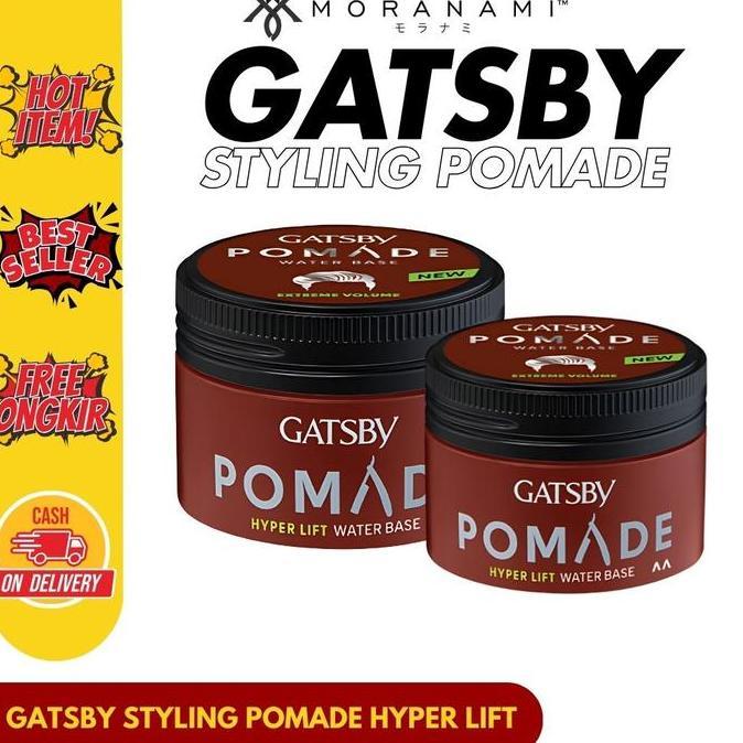 GATSBY Styling Pomade Hyper Lift Pomade Minyak Rambut Pria Water Base 75 gr 30 gram