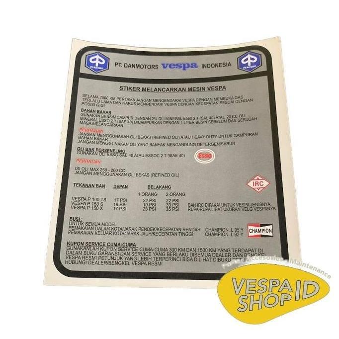 Stiker Running In Vespa Excel/Exclusive/PX/Spartan/Strada/Sera