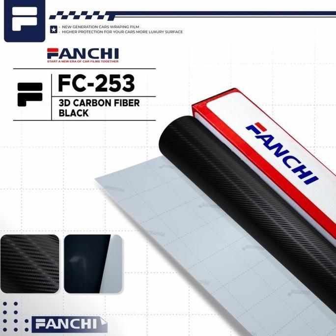 50cm Sticker skotlet Fanchi FC253 Carbon 3D Hitam Doff Fanchi meteran