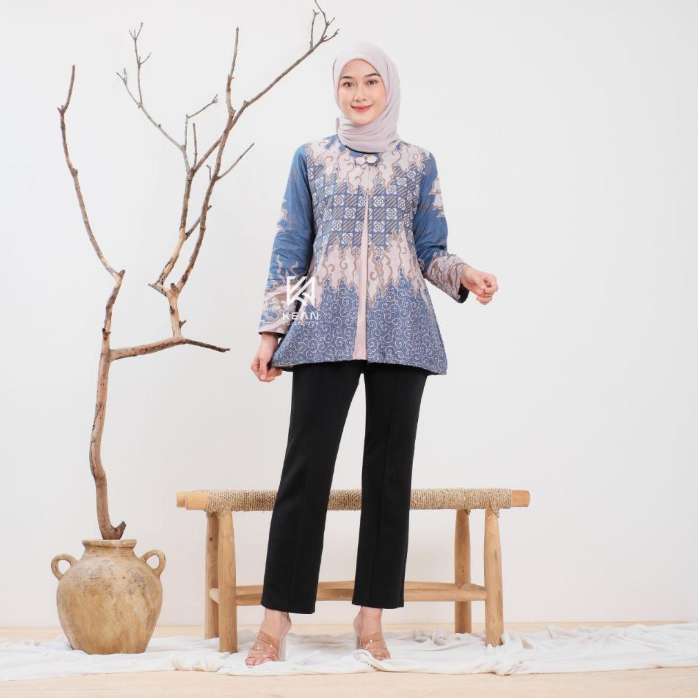OFFICIAL KEAN BATIK WANITA MODERN LENGAN PANJANG MOTIF SAROJA SERIES JUMPUTAN SOLO ATASAN TRADISIONA