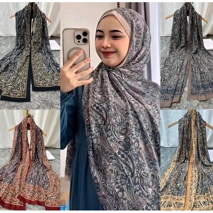 Hijab Pashmina Motif Turkey Arabian  I Jilbab Pashmina Motif Sublim Cashmare