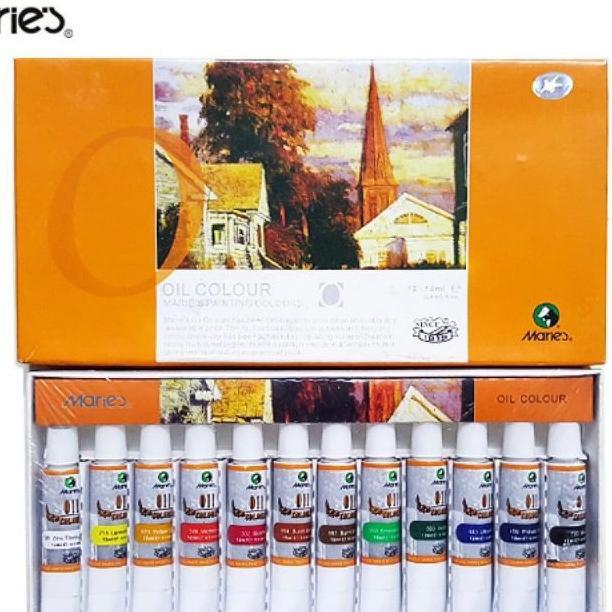 Meries Oil Colour Cat Minyak Set 12 Warna / Lukis Kanvas