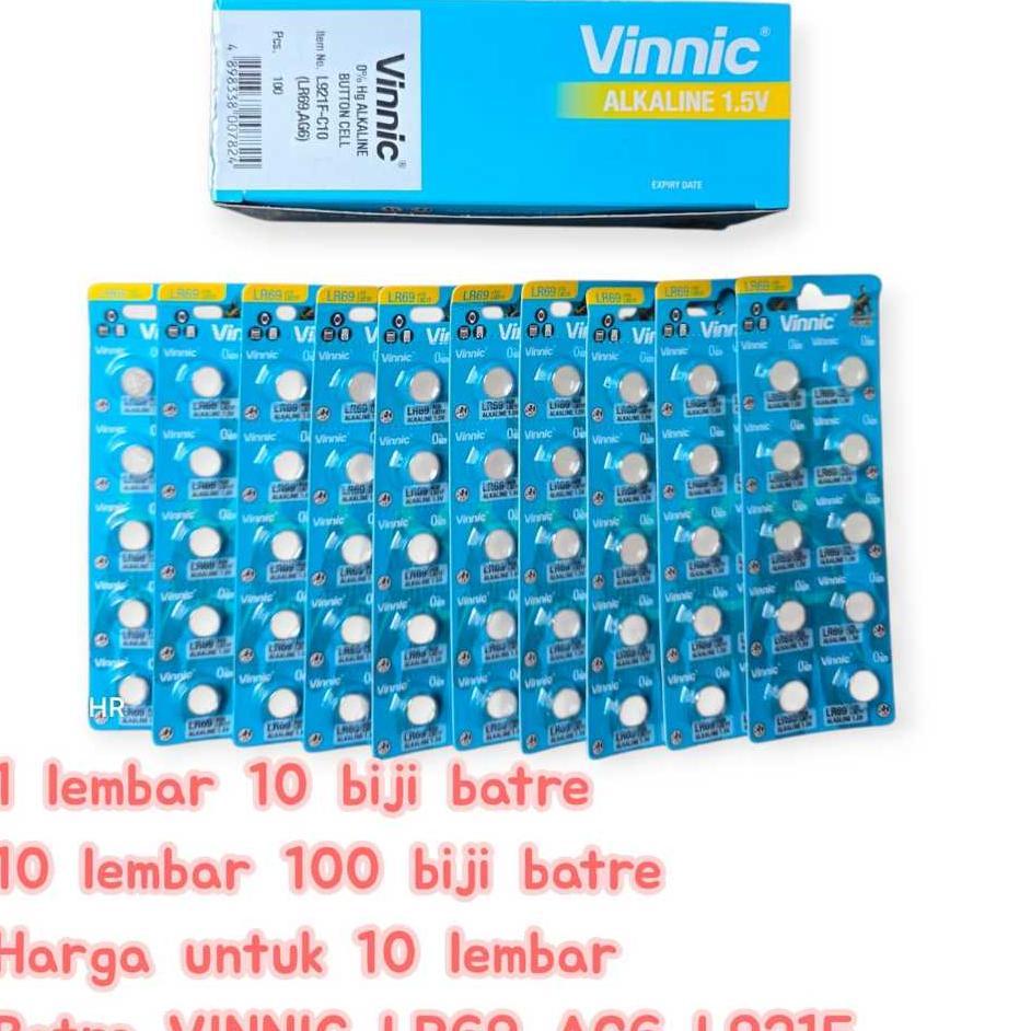 ( Paket Hemat 10 Lembar 100 Pcs ) Baterai Jam Tangan Vinnic L 921 F Lr 69 Ag 6 Battery Original
