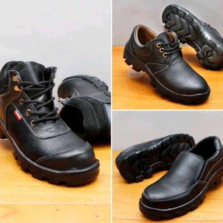 Sepatu Safety Boot Kulit Asli Spbu Pertamina Besi Pengaman