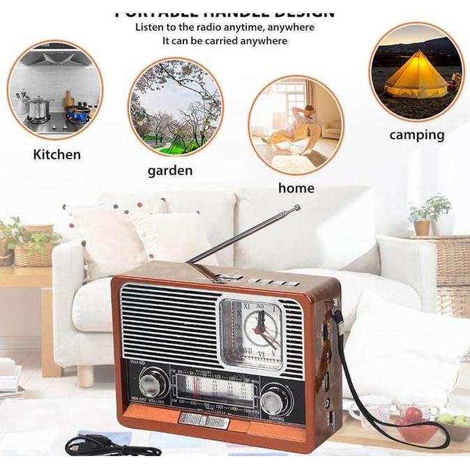 Radio Klasik Fleco F-105 Mini Model Jadul Series FM/SW/AM Multifungsi Speaker Portable - RADIO DIGIT