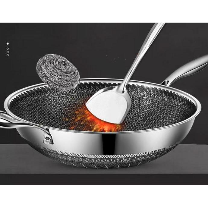 Zatura- Jan Wok Pan Stainless 304 Anti Gores Anti Lengket