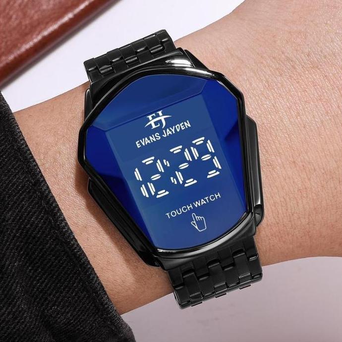 DISKON   Evans Jayden Jam Tangan Wanita Pria 9953 Rantai Stainless Steel Digital Touch Screen Kaca S