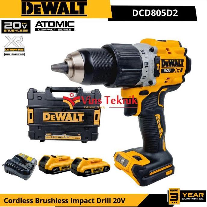 Dewalt Dcd 805D2 Mesin Bor Baterai Cordless Brushless Impact Drill Hammer Drill 13Mm 20V Dcd805 Dcd8