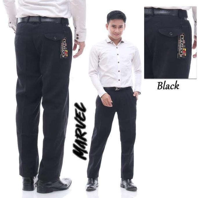 PROMO celana Kerja Kantor pria standard formal reguler bahan Kain teflon  tebal Panjang Cream Hitam 