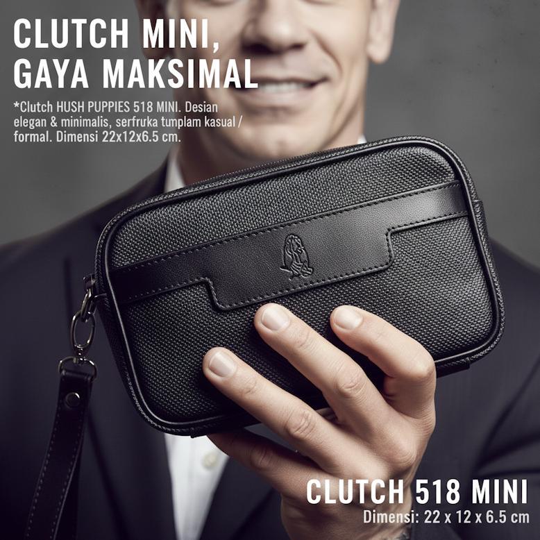 PREMIUM TAS CLUTCH HUSH PUPPIES 518 MINI HITAM PREMIUM | HAND BAG PRIA WATERPROOF ELEGAN UNTUK HARIA