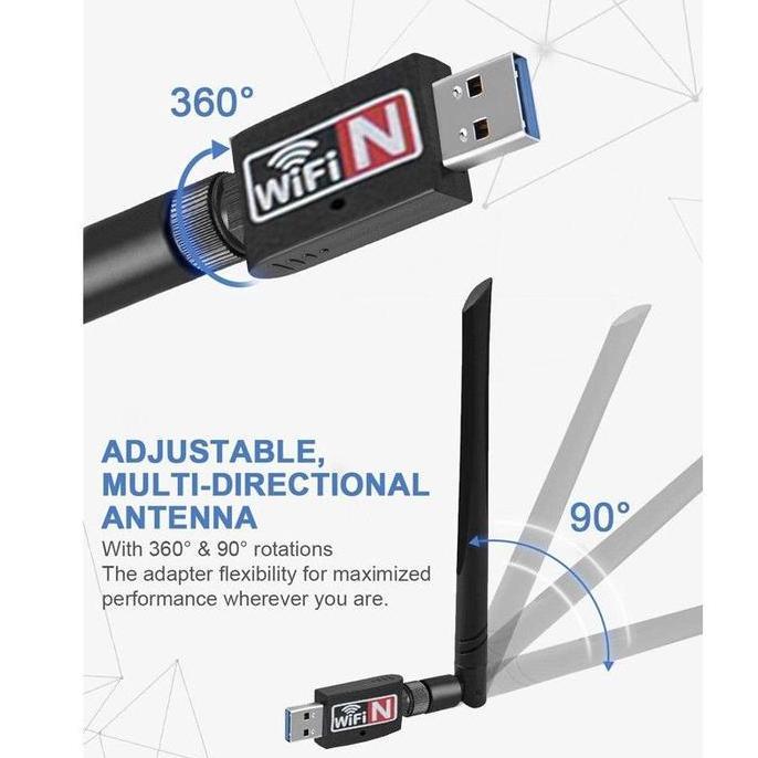 Collegare- Usb Wifi Adaptor 300Mbps + Antena Wireless 8.11N Stb Free Box