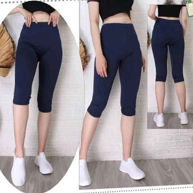 Celana Legging Spandek Jersey Pendek 3/4 Bahan Licin - Celana Leging Dewasa wanita Melar Stretch