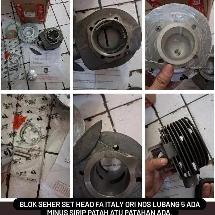 BLOK SET HEAD LUBANG 5 BY FA ITALY ORI BARU BUAT ALL VESPA 150CC MINUS SIRIP CAKRA