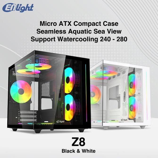 UVASSBALLAH - ENLIGHT Z8 PC CASE COMPACT M ATX INCLUDE 3FAN /CASING KOMPUTER Z8 MATX