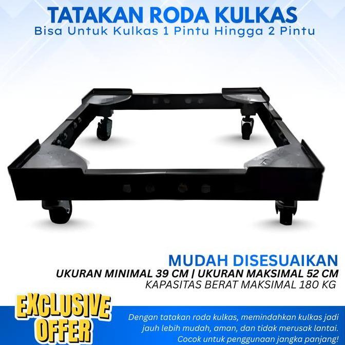 Tatakan Roda Kulkas/Mesin Cuci Dudukan Besi Roda Kulkas 1 Pintu Tatakan Mesin Cuci 1 Tabung Alas Rod