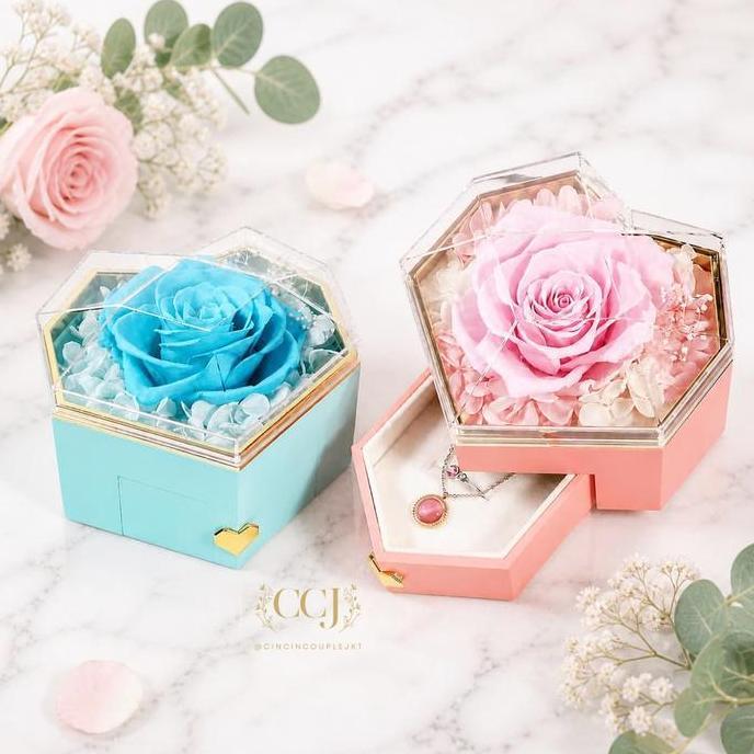 Grosir Love Promise Box - Hidden Jewelry / Box Cincin Nikah Lamaran Tempat Kotak Bunga Mawar Diputar