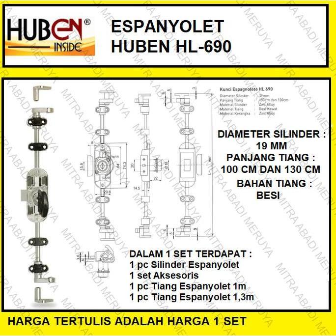 Kunci Lemari Espagnolete Espanyolet Spanyolet Huben HL 690