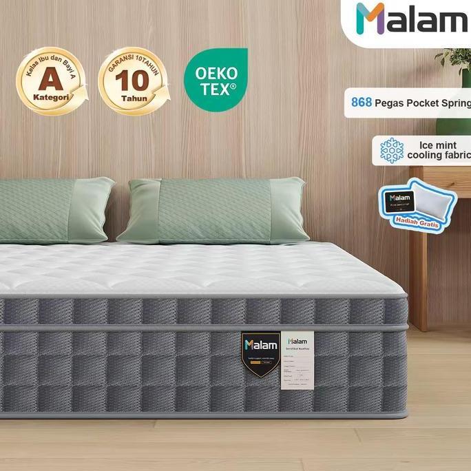 Malam- (IceMint Cooling Top) Kasur Spring Bed | Ukuran Kasur 90x200, 120x200, 160x200, 180x200