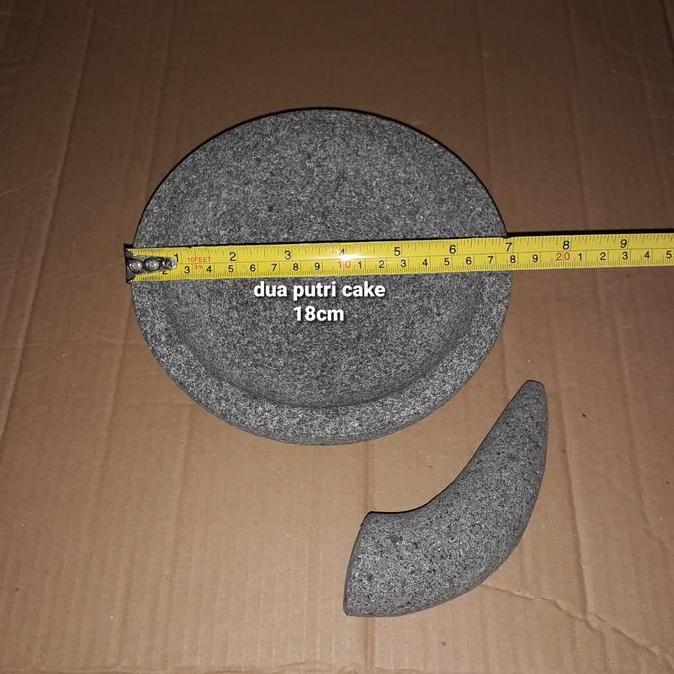 tekar_shop - cobek bubut batu asli 18cm + ulekan