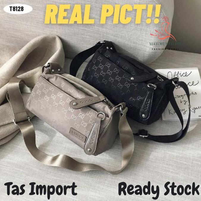 tas selempang wanita import warna hitam khaki coklat merk ouogi