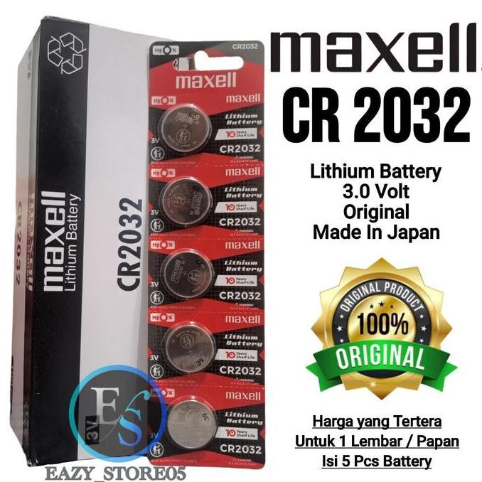 Baterai Maxell CR2032 3V Original Made In Japan Lithium Battery Batre CMOS CR 2032 H