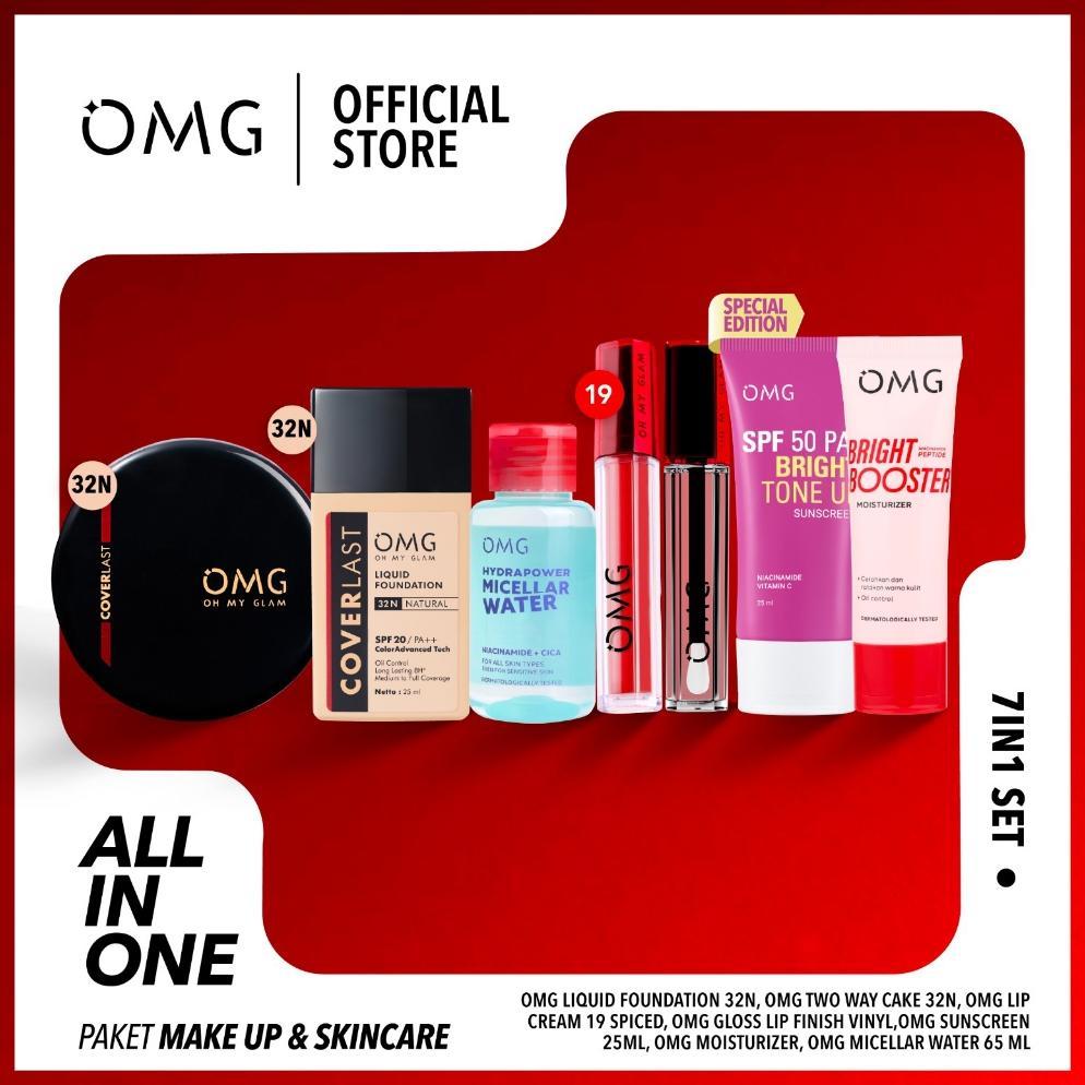 [Lebih Murah] Omg Oh My Glam All In One - Paket Make Up & Skincare I Kulit Tampak Glowing & High Cov