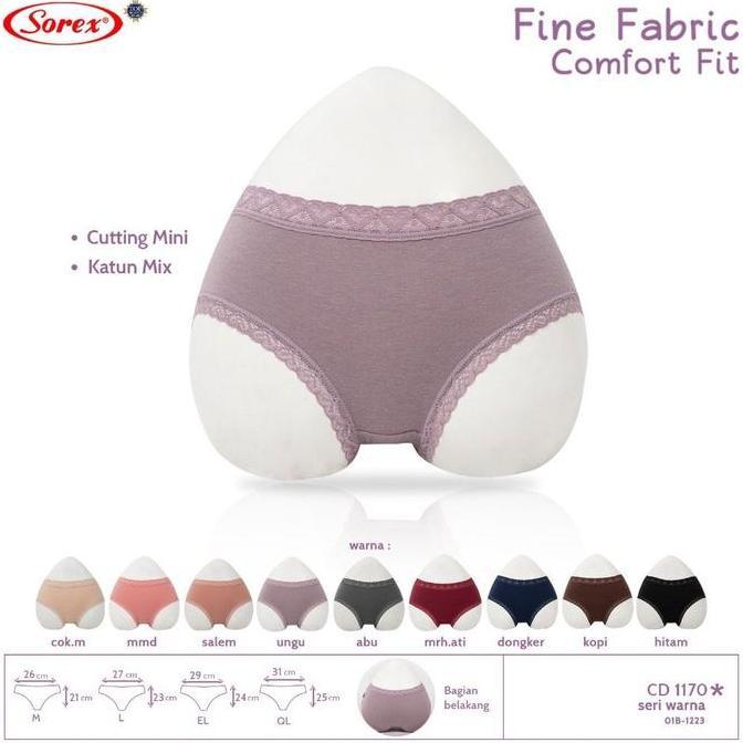 DF323 - 6pcs | Celana Dalam Sorex Renda Wanita 1170 Bahan Katun Adem Lembut - CD Perempuan Cutting M
