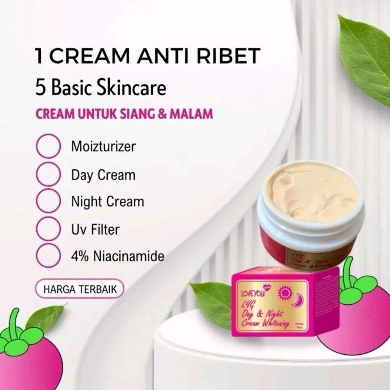 CREAM LOVE YOU GLOW / LYG 1 POT UNTUK SIANG & MALAM (ECER) || GRATIS HADIAH