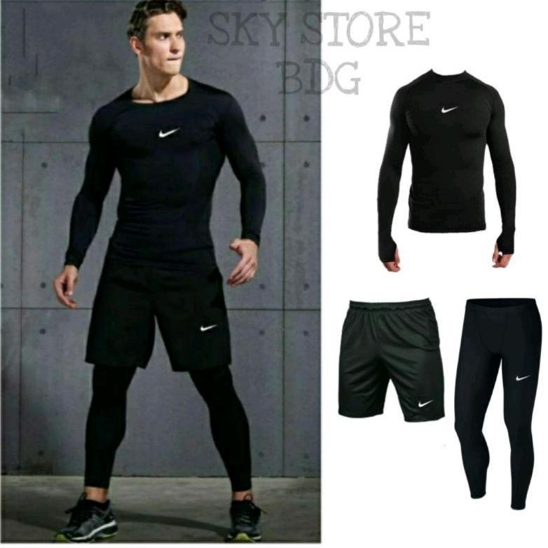 OFFICIAL Full Set Baju Kaos Manset Baselayer Futsal Sepak Bola Pria Running