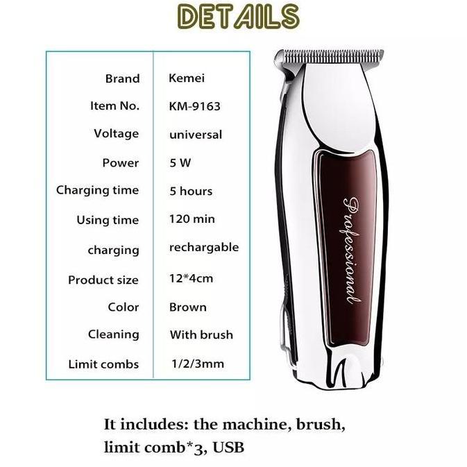 KEMEI 9163 Alat Cukur Rambut Kemei KM-9163 Hair Clipper Trimmer KM 9163 Wireless Mesin Cukur Elektri