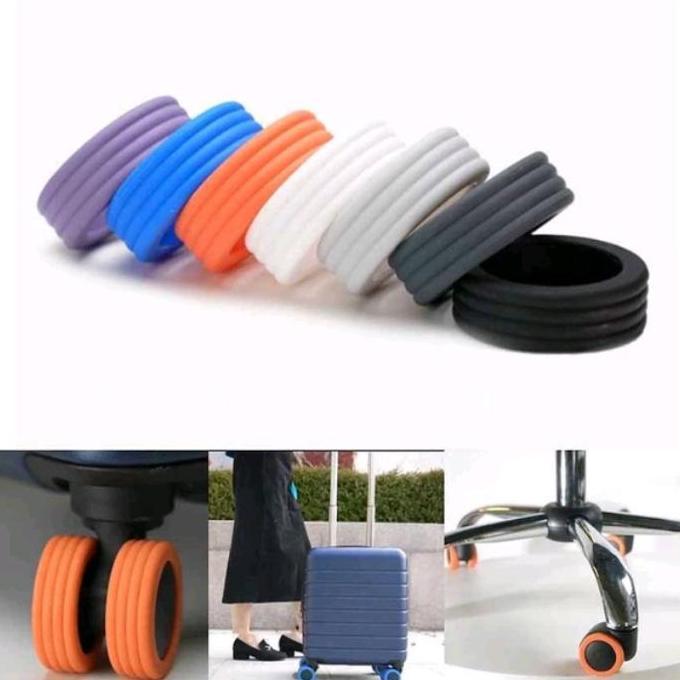 Pelindung Roda Koper Silikon Cover Roda Koper 5-8cm - 8pcs Kabin Hitam