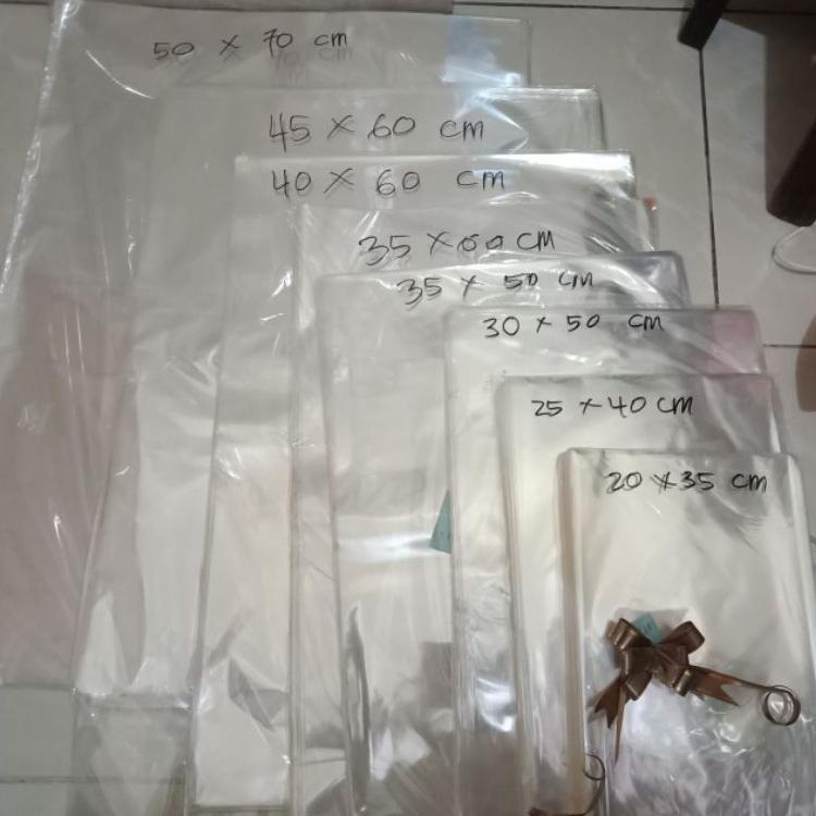 Kantong Plastik Parcel Suvenir Jumbo Kado Bening Polos Tebal Ulang Tahun Anak Pita Tarik Kawat Twist