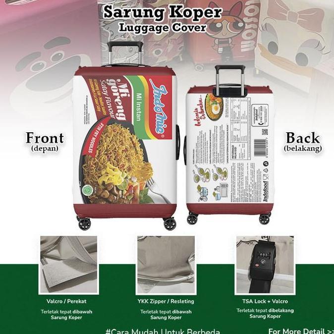 Indomie Mi Goreng Sate Sarung Koper Unik v2 - Luggage Cover Pelindung Koper 20-32inch Bahan Aglatex 