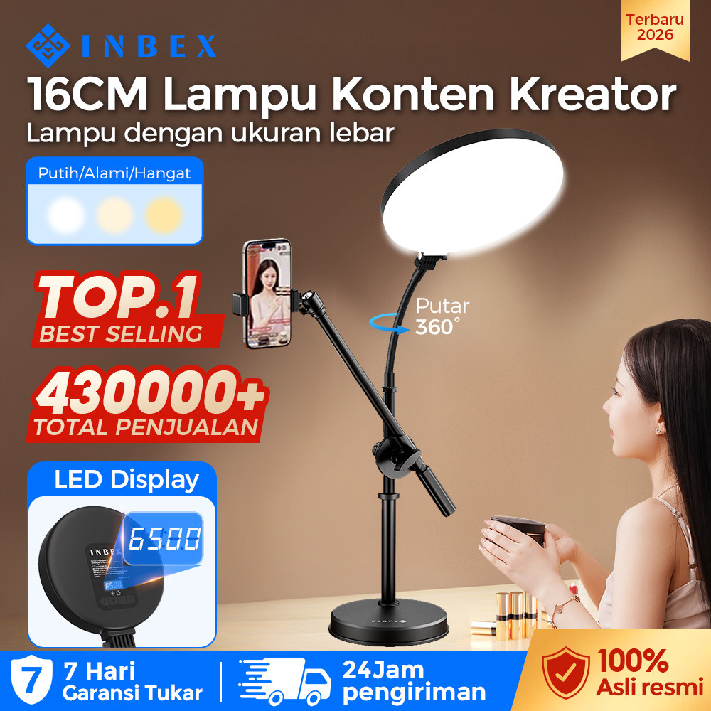 INBEX IPL16 Digital Lampu panel Lampu Kontent Kreator Ring Light Portabel Lightin Bundar Portabel Ke