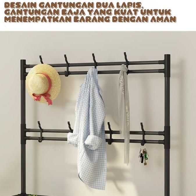 Stand Hanger Gantung Baju Tas Topi Rak Sepatu Modern / Gantungan Susun Serbaguna Kerudung Jilbab Han