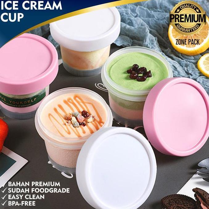 [10 PCS] Ice Cream Cup + Tutup | Pot Jar Es Krim | Pot Jar Bunga Putih | Wadah Kemasan Lulur
