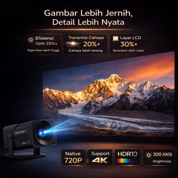 ZENISKY C20  (Garansi 1 Tahun) Smart Projector Android 13 720P Auto Keystone Speaker Netflix YouTube