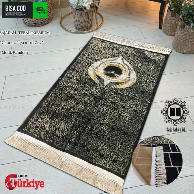SALE Sajadah Hitam Turkey Turki Sejadah Bludru Premium Original Super Tebal