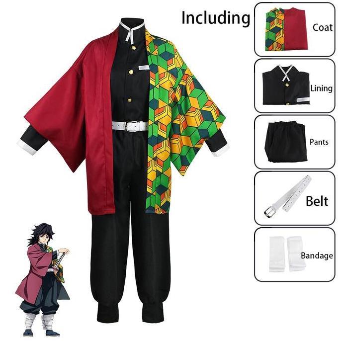 3DEBOZZSKA - KOSTUM DEMON SLAYER LENGKAP COSPLAY ANIME COSTUME TANJIRO GIYU MURAH