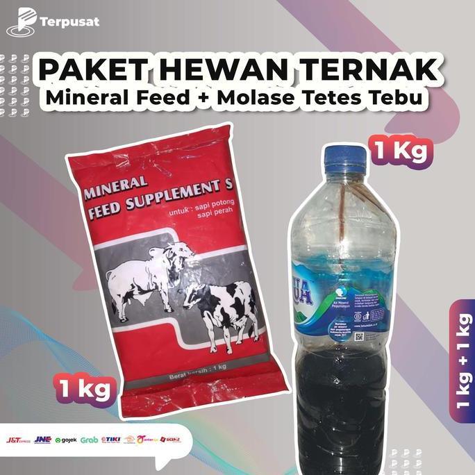 Satu Paket Hewan Ternak Mineral Feed Suplemen Sapi 1 Kg & Molase Tetes Tebu 1 Kg Kaya Protein untuk 