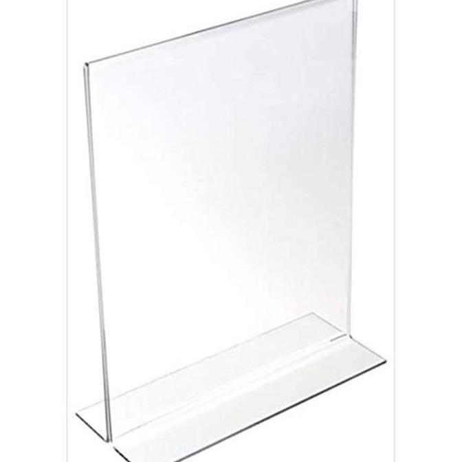 Acrylic Tent Holder A4 T Potrait 3mm / Tent Holder Tempat Brosur 2 sisi Display Desk