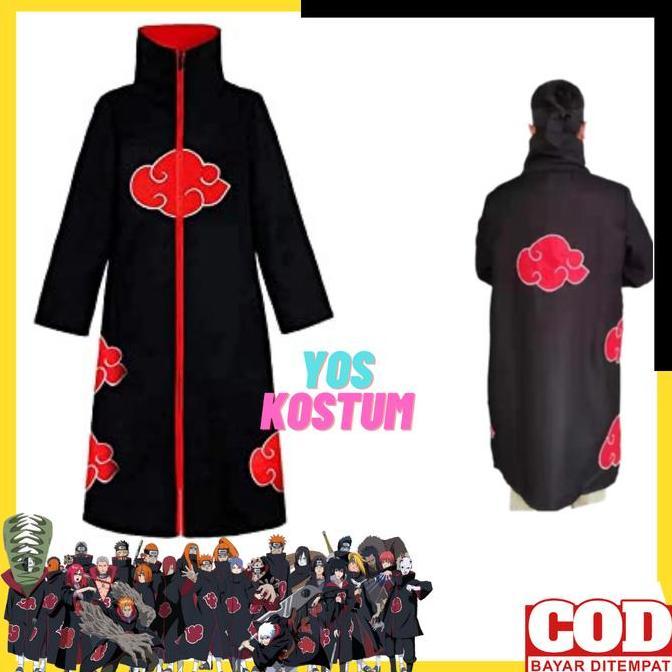 3DEBOZZSKA - KOSTUM JUBAH AKATSUKI DEWASA NARUTO ITACHI UCHIHA ANIME COSPLAY IMPORT