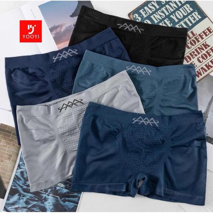 Yooyi Celana Dalam Pria Dewasa Boxer Premium CD Pria Boxer Polos Kolor hitam motif 003 Pendek boxer